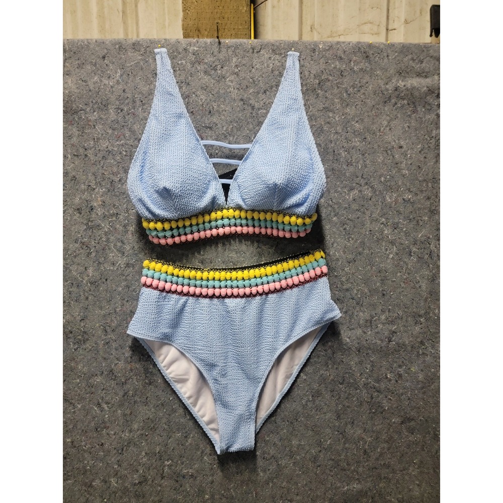 No Boundries Light blue Poms Swim Suit Size 3X